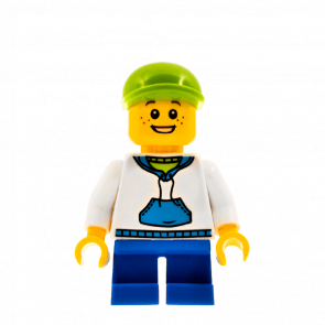 Фігурка Lego 973pb0631 White Hoodie with Blue Pockets City People cty0396 Б/У
