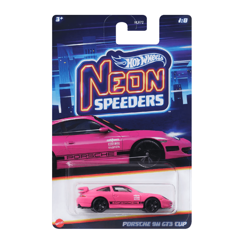 Тематична Машинка Hot Wheels Porsche Porsche 911 GT3 Cup Neon Speeders 1:64 HLH72/HRW75 Pink - Retromagaz