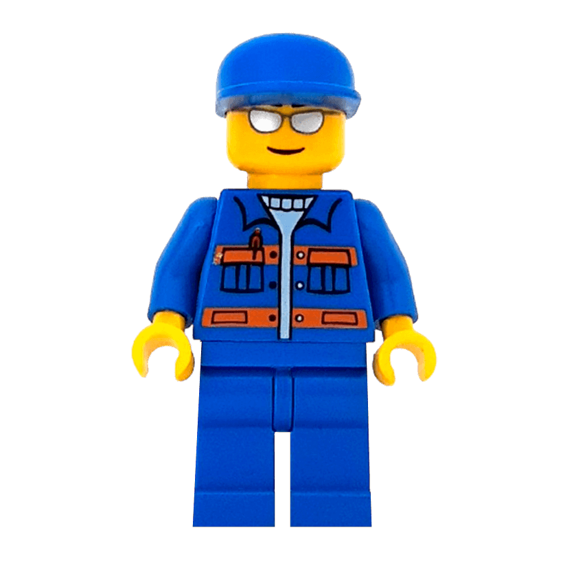 Фигурка Lego Construction 973pb0551 Blue Jacket with Pockets and Orange Stripes City cty0148 1 Б/У - Retromagaz