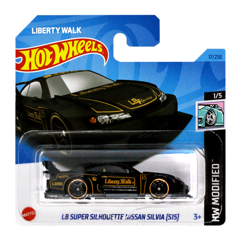 Машинка Базова Hot Wheels Liberty Walk LB Super Silhouette Nissan Silvia (S15) Modified 1:64 HKH85 Black - Retromagaz