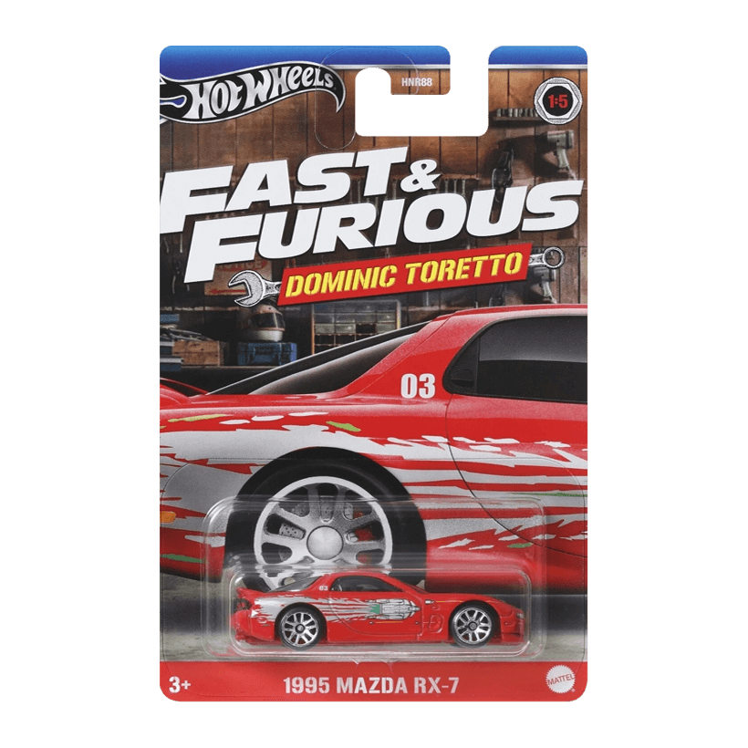 Тематическая Машинка Hot Wheels 1995 Mazda RX-7 Dominic Toretto Fast & Furious 1:64 HNR88/HRW46 Red - Retromagaz