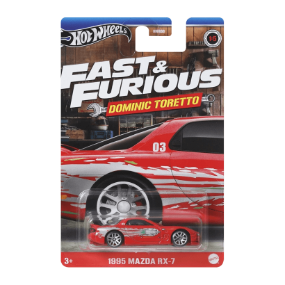 Тематическая Машинка Hot Wheels 1995 Mazda RX-7 Dominic Toretto Fast & Furious 1:64 HNR88/HRW46 Red - Retromagaz