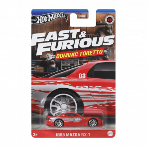 Тематична Машинка Hot Wheels 1995 Mazda RX-7 Dominic Toretto Fast & Furious 1:64 HNR88/HRW46 Red - Retromagaz