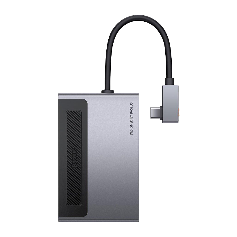 Адаптер Baseus Multifunctional Type-C with a Retractable Clip Grey - Retromagaz