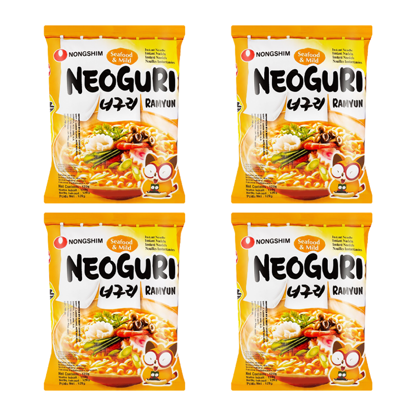 Набор Лапша 4шт Nongshim Neoguri Рамьон с Морепродуктами Средне Острая 120g - Retromagaz