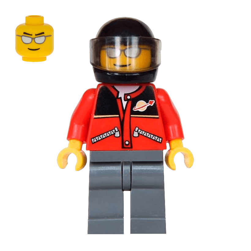 Фігурка Lego People 973pb0298 Red Jacket with Zipper Pockets and Classic Space Logo City twn060 Б/У - Retromagaz