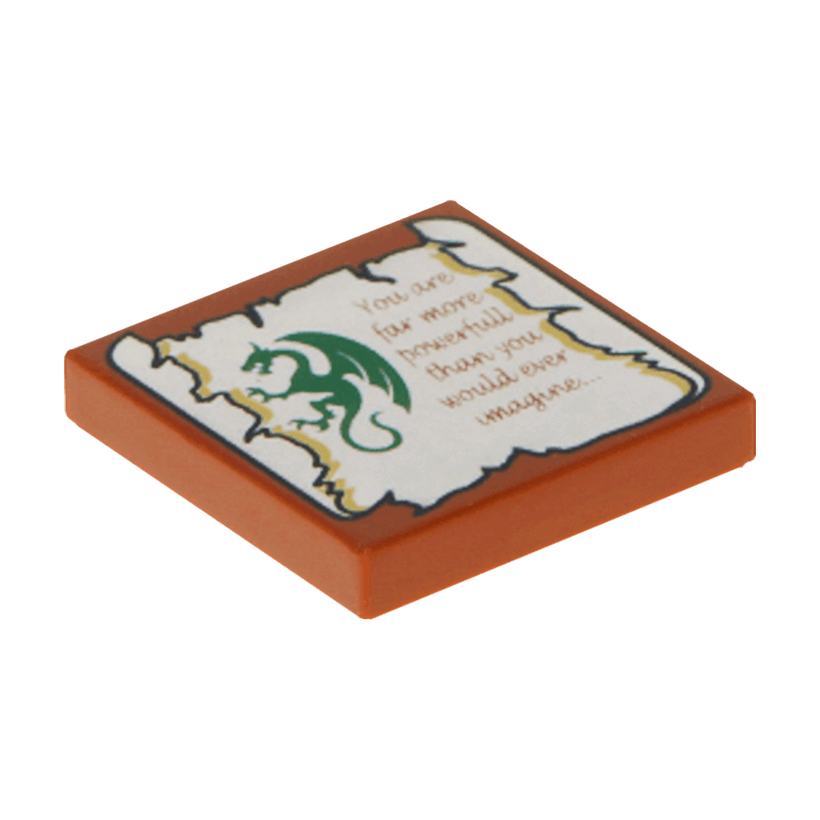 Плитка Lego Декоративна Groove with Dragon 'You are far more powerfull' 2 x 2 3068bpb0313 4586043 Reddish Brown Б/У - Retromagaz