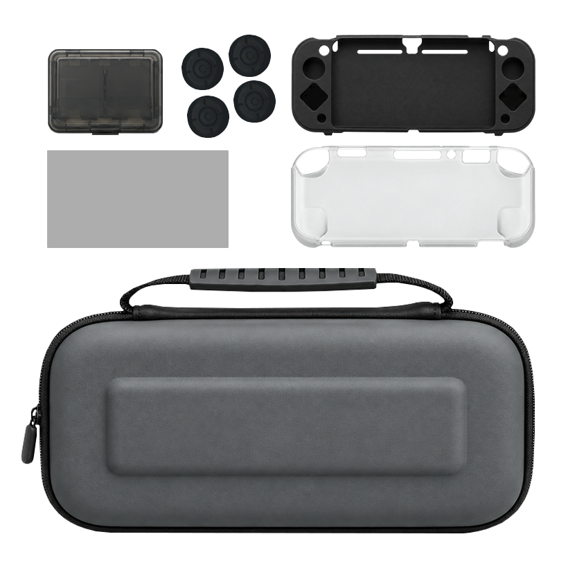 Набор RMC Switch Lite Аксессуары Чехол Твердый и Силиконовый + Защитное Стекло + Накладки на Стики + Кейс для Картреджей + Чехол Накладка + Ткань для Протирания Black Новый - Retromagaz