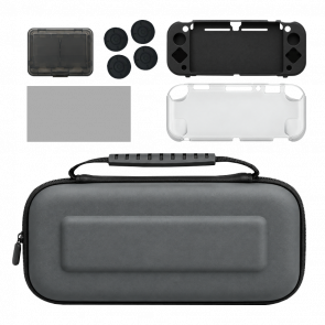 Набор RMC Switch Lite Аксессуары Чехол Твердый и Силиконовый + Защитное Стекло + Накладки на Стики + Кейс для Картреджей + Чехол Накладка + Ткань для Протирания Black Новый - Retromagaz