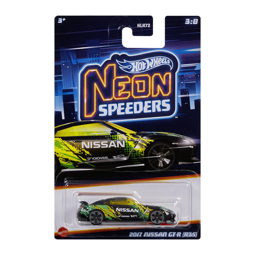 Тематична Машинка Hot Wheels 2017 Nissan GT-R (R35) Neon Speeders 1:64 HLH72/HLH75 Black - Retromagaz
