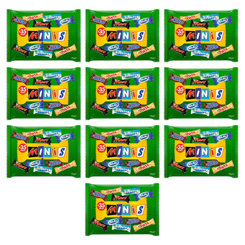 Набір Асорті 10шт Mars Mini Snickers Twix Bounty Milky Way 35 Батончиків 710g - Retromagaz