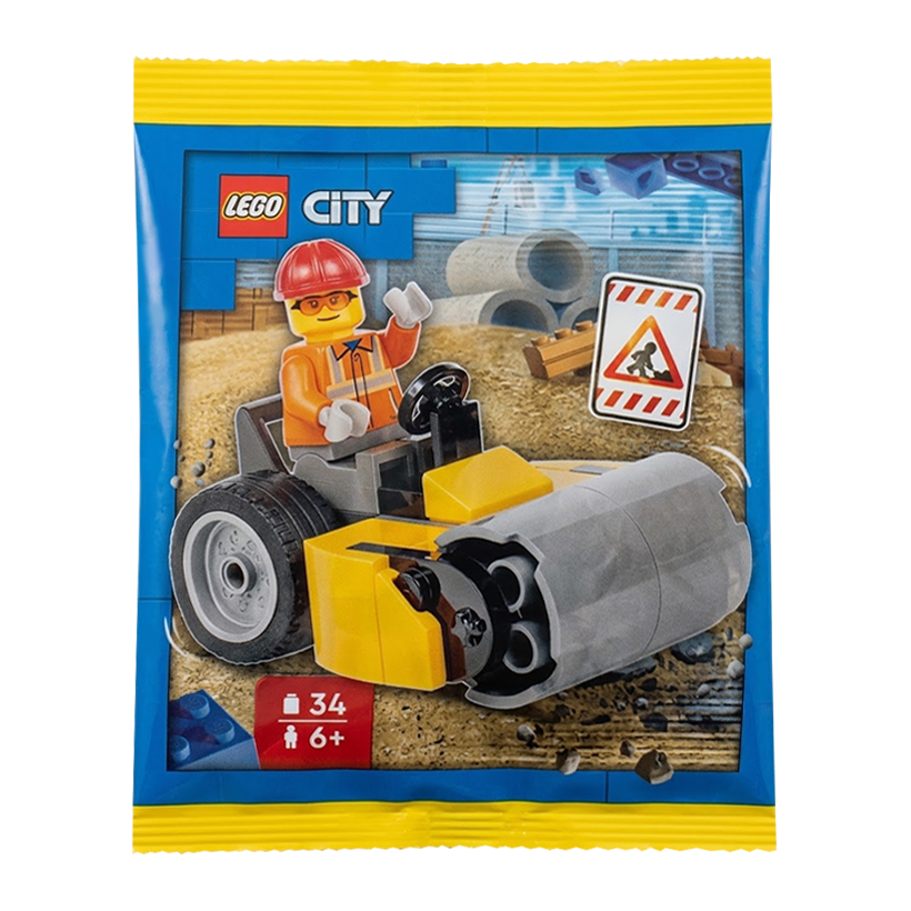 Конструктор Lego Фігурка Worker with Steamroller Paper Bag City L0002225 cty2047 Новий - Retromagaz