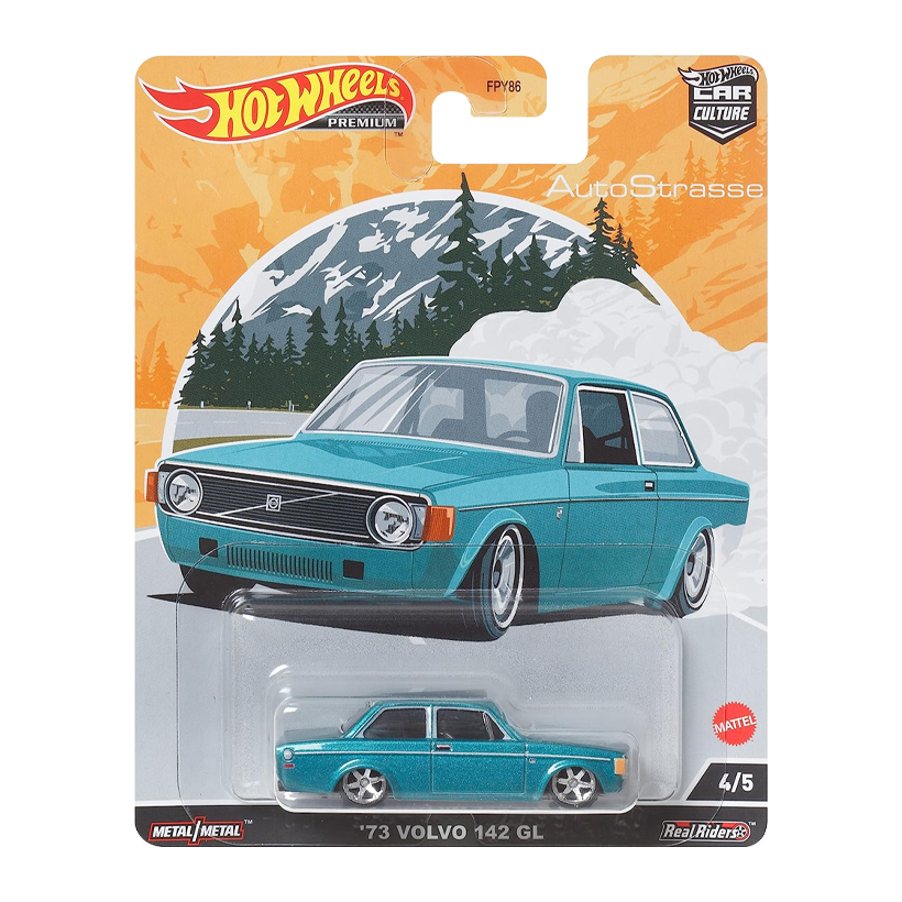 Машинка Premium Hot Wheels '73 Volvo 142 GL AutoStrasse 1:64 HCJ87 Turquoise - Retromagaz