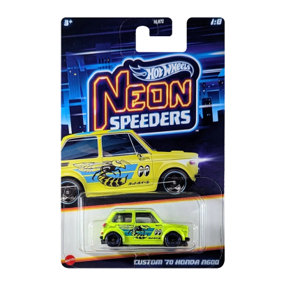 Тематическая Машинка Hot Wheels Custom '70 Honda N600 Neon Speeders 1:64 JBY92 Yellow - Retromagaz