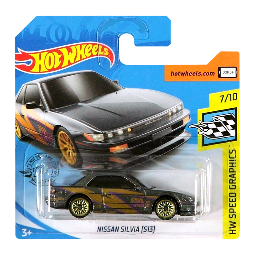 Машинка Базова Hot Wheels Nissan Silvia (S13) Speed Graphics 1:64 GHB40 Dark Grey - Retromagaz