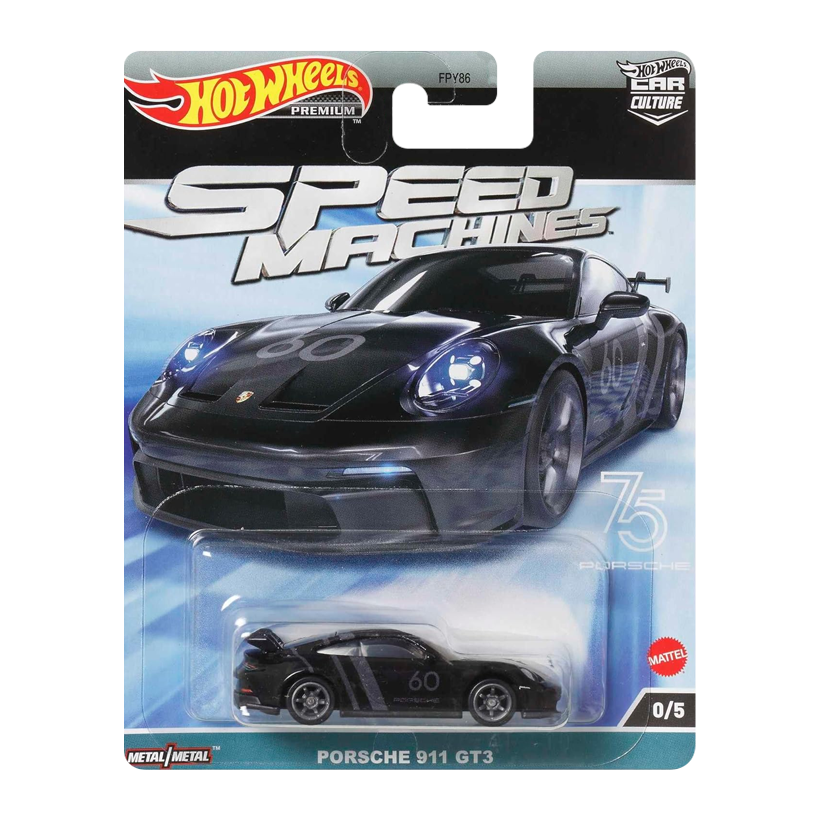 Машинка Premium Hot Wheels Porsche Porsche 911 GT3 Chase Speed Machines 1:64 HKC45 Black - Retromagaz