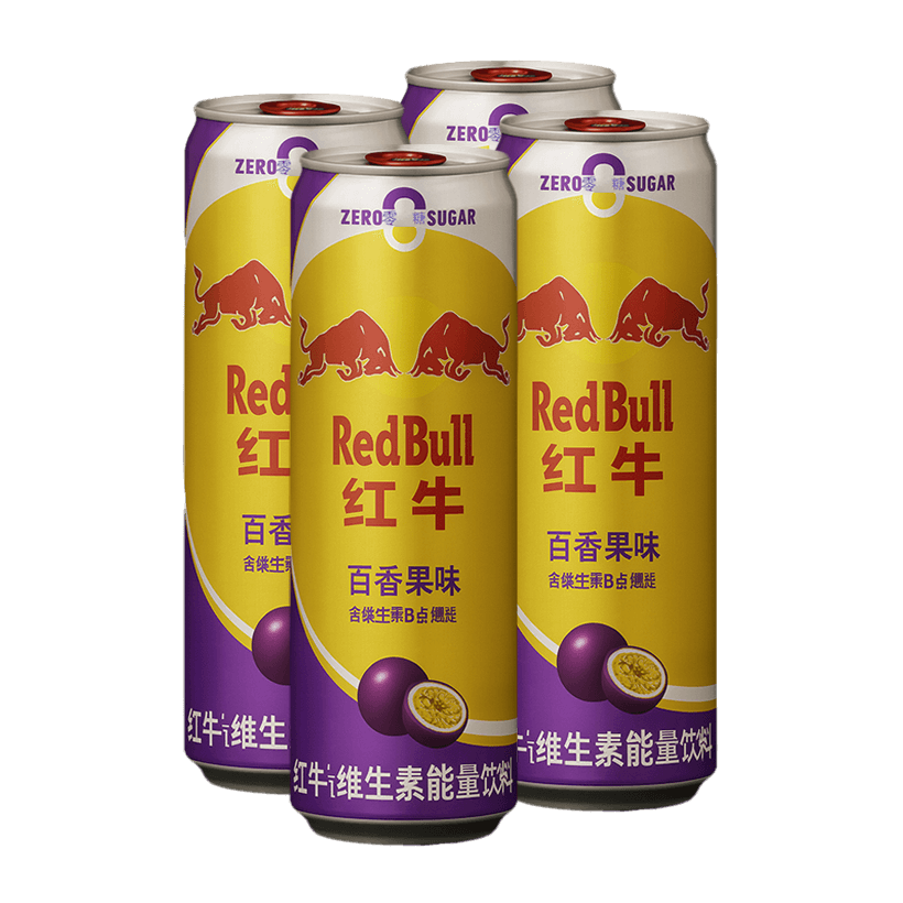 Набор Напиток Энергетический 4шт Red Bull Passion Fruit Zero Sugar 325ml - Retromagaz