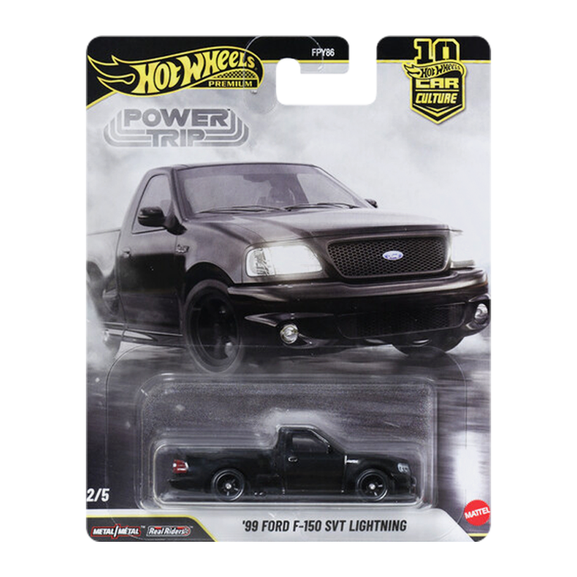 Машинка Premium Hot Wheels '99 Ford F-150 SVT Lightning Power Trip 1:64 JKF33 Black - Retromagaz