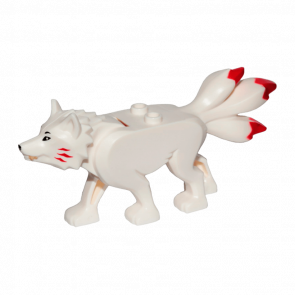 Фігурка Lego Wolf with Black Eyes and Nose Tan Teeth and Red Tips on Three Tails Animals Земля bb0916c01pb01 1 6265264 6282001 White Б/У