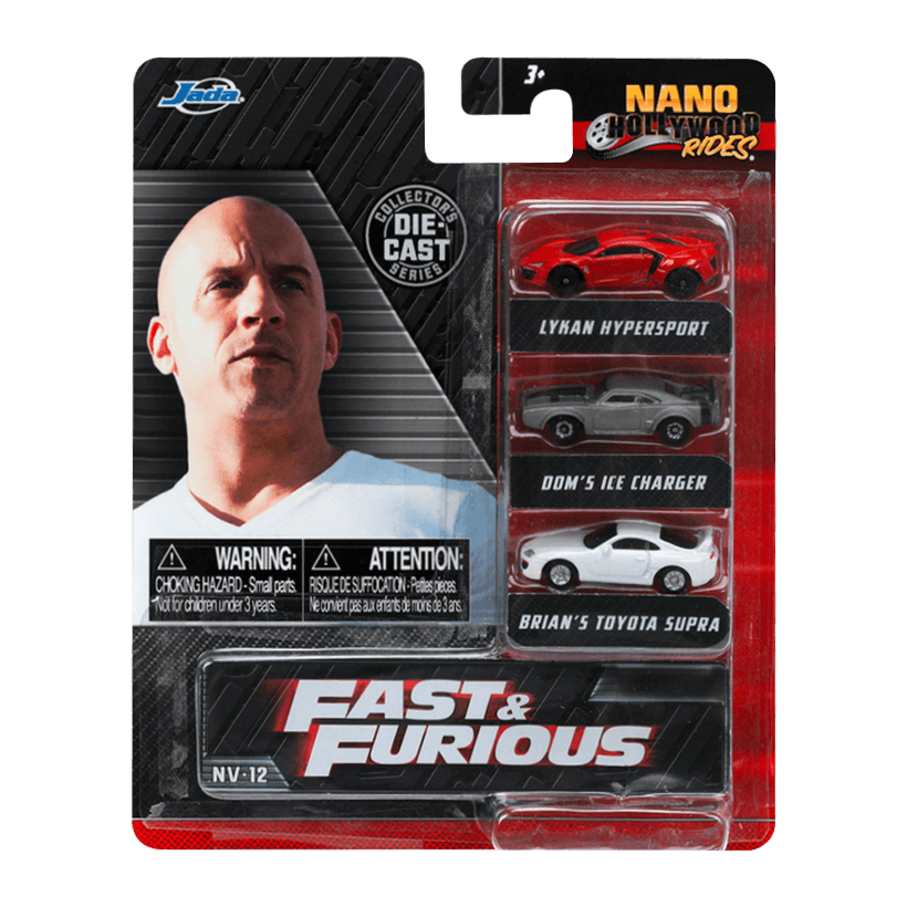Машинка 3шт Jada Lykan Hypersport / Dom's Dodge Ice Charger / Brian's Toyota Supra Fast & Furious 4 см White - Retromagaz