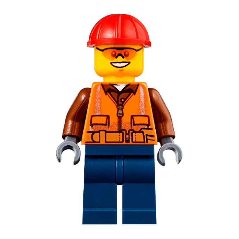 Фігурка Lego Construction 973pb1905 Worker Orange Zipper Safety Stripes City cty0584 Б/У - Retromagaz