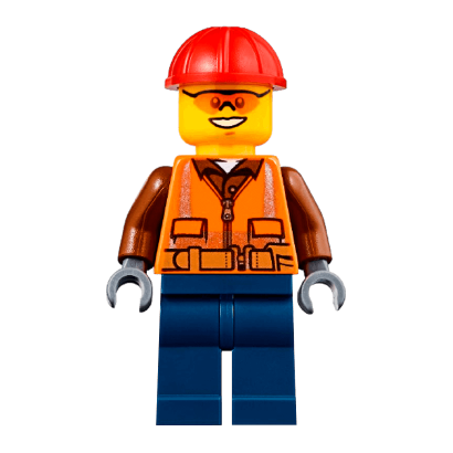 Фігурка Lego 973pb1905 Worker Orange Zipper Safety Stripes City Construction cty0584 Б/У - Retromagaz