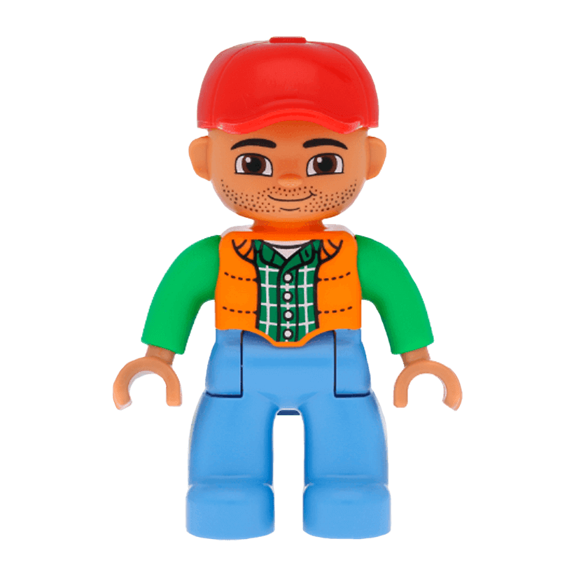 Фигурка Lego Boy Medium Blue Legs Orange Vest Duplo 47394pb166 Б/У - Retromagaz
