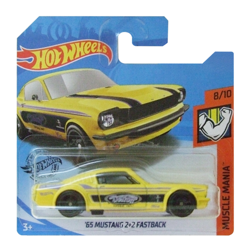 Машинка Базовая Hot Wheels '65 Mustang 2+2 Fastback Muscle Mania 1:64 FYG74 Yellow - Retromagaz