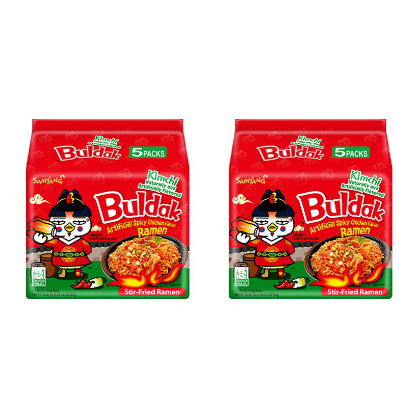 Набір Локшина Samyang 10шт Buldak Kimchi HOT Chicken Flavor Гостра 135g - Retromagaz