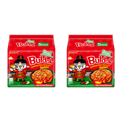 Набір Локшина Samyang 10шт Buldak Kimchi HOT Chicken Flavor Гостра 135g - Retromagaz