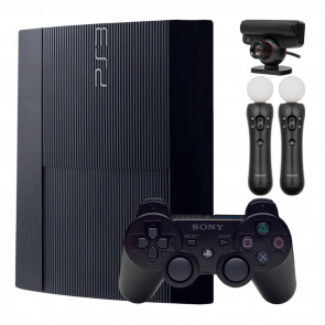 Набір Консоль Sony PlayStation 3 Super Slim 500GB Black Б/У + Геймпад Бездротовий DualShock 3 + Камера Дротовий + Контролер Move 2шт Набір Консоль Sony PlayStation 3 Super Slim 500GB Black Б/У + Геймпад Бездротовий DualShock 3 + Камера Дротовий + Контролер Move 2шт - Retromagaz