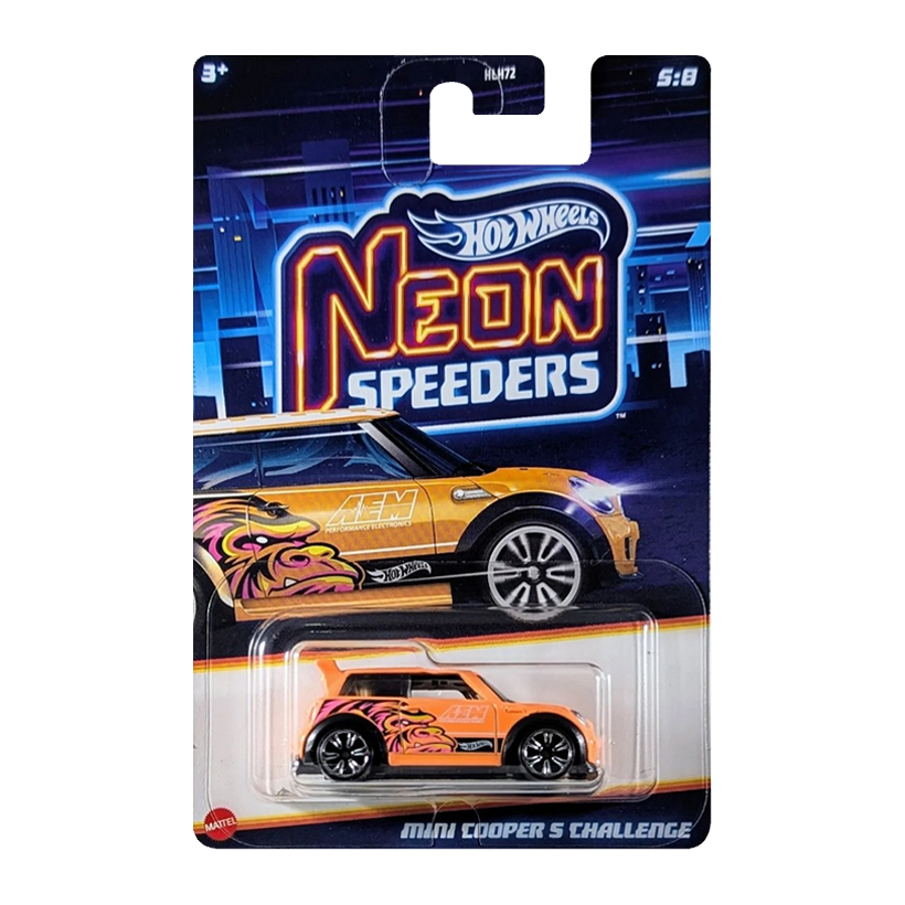 Тематическая Машинка Hot Wheels Mini Cooper Mini Cooper S Challenge Neon Speeders 1:64 JBY96 Orange - Retromagaz
