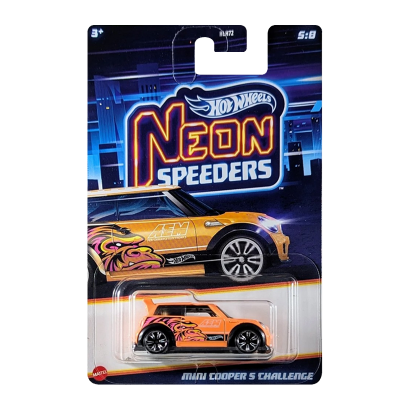 Тематична Машинка Hot Wheels Mini Cooper Mini Cooper S Challenge Neon Speeders 1:64 JBY96 Orange - Retromagaz