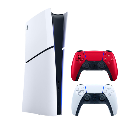 Набор Консоль Sony PlayStation 5 Slim Digital Edition 1TB White Новый  + Геймпад Беспроводной DualSense Volcanic Red - Retromagaz