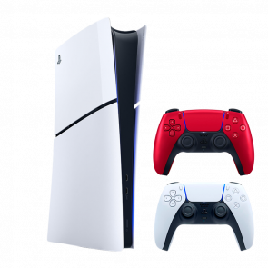Набір Консоль Sony PlayStation 5 Slim Digital Edition 1TB White Новий  + Геймпад Бездротовий DualSense Volcanic Red - Retromagaz