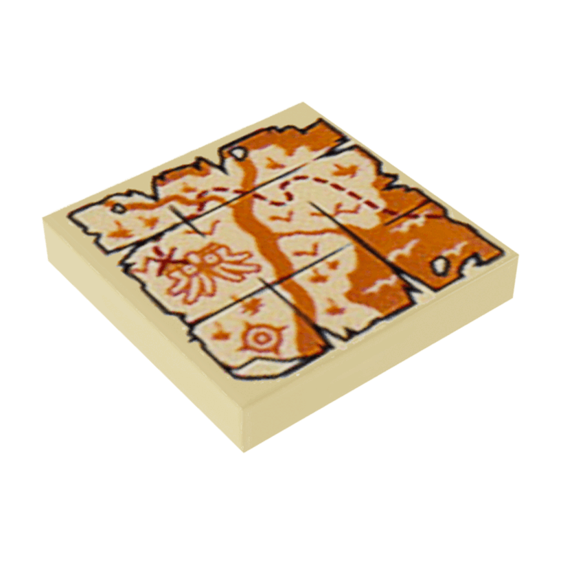 Плитка Lego Декоративна Groove with Map River Mountains Waves and Red 'X' Pattern 2 x 2 3068bpb1088 6195319 Tan Б/У - Retromagaz