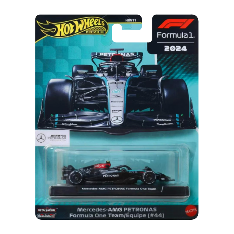 Машинка Premium Hot Wheels Mercedes-AMG PETRONAS Formula One Team (#44) 1:64 JBM16 Black - Retromagaz