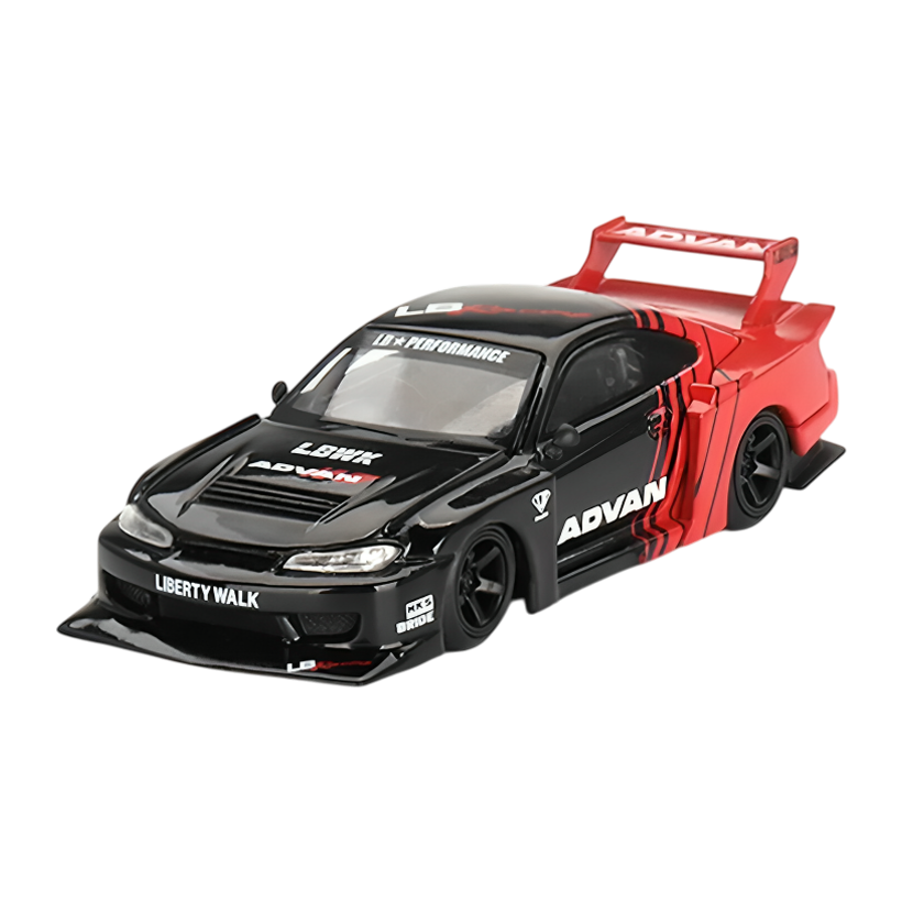 Машинка Premium MINI GT Nissan LB-Super Silhouette S15 Silvia ADVAN 1:64 MGT00649-CH Black - Retromagaz