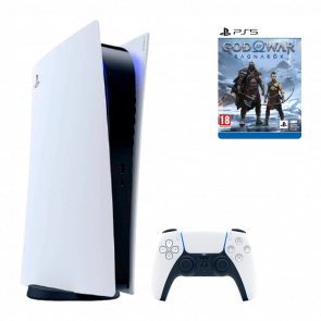 Набір Консоль Sony PlayStation 5 Digital Edition 825GB White Новий + Гра God of War: Ragnarok Standart Російська Озвучка Digital Code