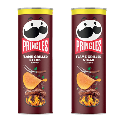 Набор Чипсы 1шт 2шт Pringles Flame Grilled Steak 165g - Retromagaz