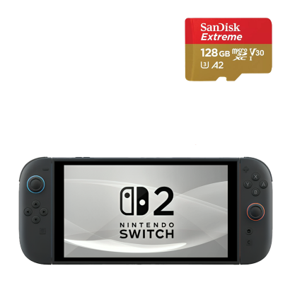 Набор Консоль Nintendo Switch 2 256GB Black Новый  + Карта Памяти SanDisk UHS-I Pro U3 V30 A2 + SD Adapter - Retromagaz