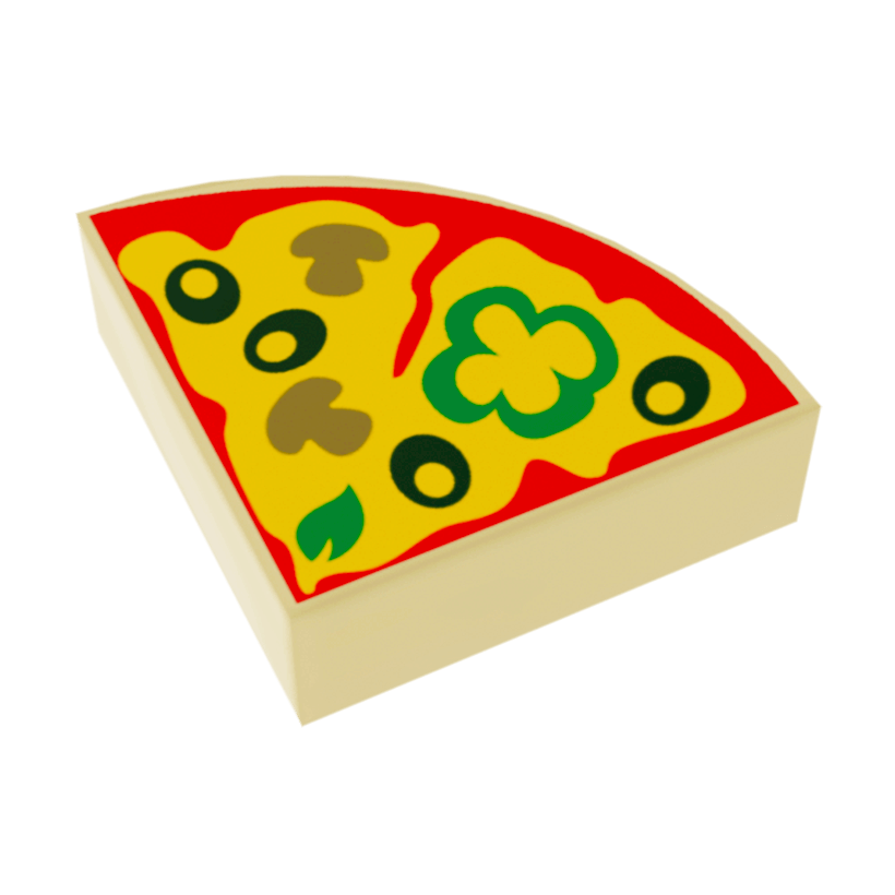Плитка 4шт Lego Кругла Декоративна Quarter with Pizza Slice Pattern 1 x 1 25269pb003 6175469 Tan Б/У - Retromagaz