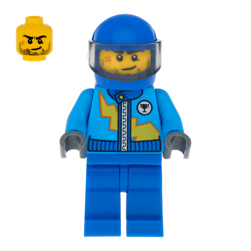 Фигурка Lego Race 973pb1657 Jacket with Zipper and Yellow Lightning Bolt City rac055 Б/У - Retromagaz