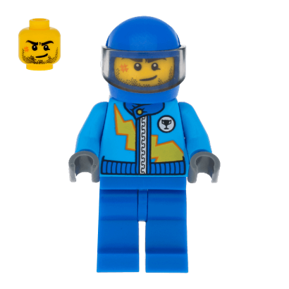Фигурка Lego 973pb1657 Jacket with Zipper and Yellow Lightning Bolt City Race rac055 Б/У - Retromagaz