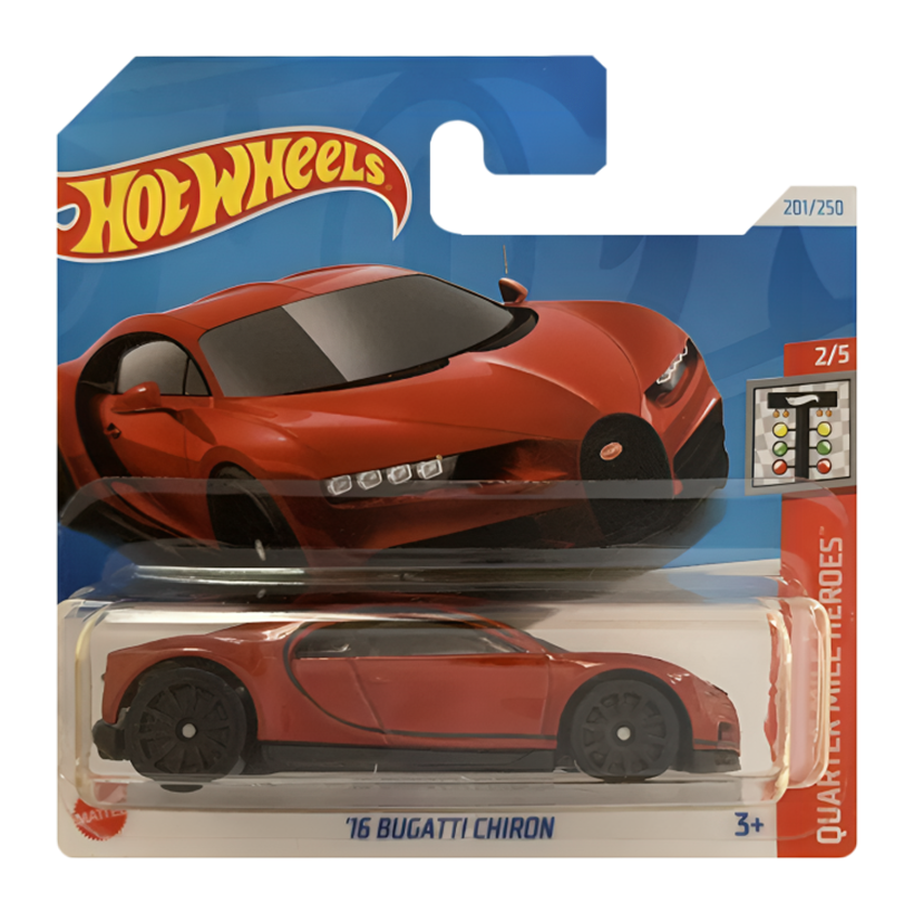 Машинка Базовая Hot Wheels '16 Bugatti Chiron Quarter Mile Heroes 1:64 HTB88 Red - Retromagaz