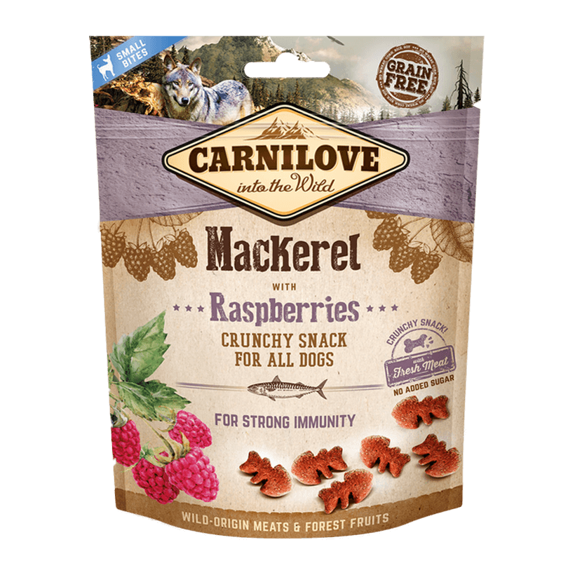 Лакомства для Собак Carnilove Dog Crunchy Snack Mackerel with Raspberries 200g - Retromagaz