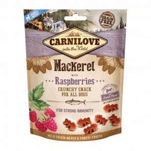 Ласощі для Собак Carnilove Dog Crunchy Snack Mackerel with Raspberries 200g - Retromagaz