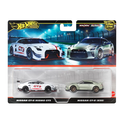 Машинка Premium 2шт Hot Wheels Nissan GT-R NISMO GT3 / Nissan GT-R (R35) 2-Packs 1:64 JBL05 White - Retromagaz