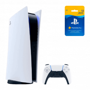 Набор Sony PlayStation 5 Digital Edition 825GB White Новый + Подписка PlayStation Plus 12 Месяцев Набор Sony PlayStation 5 Digital Edition 825GB White Новый + Подписка PlayStation Plus 12 Месяцев - Retromagaz
