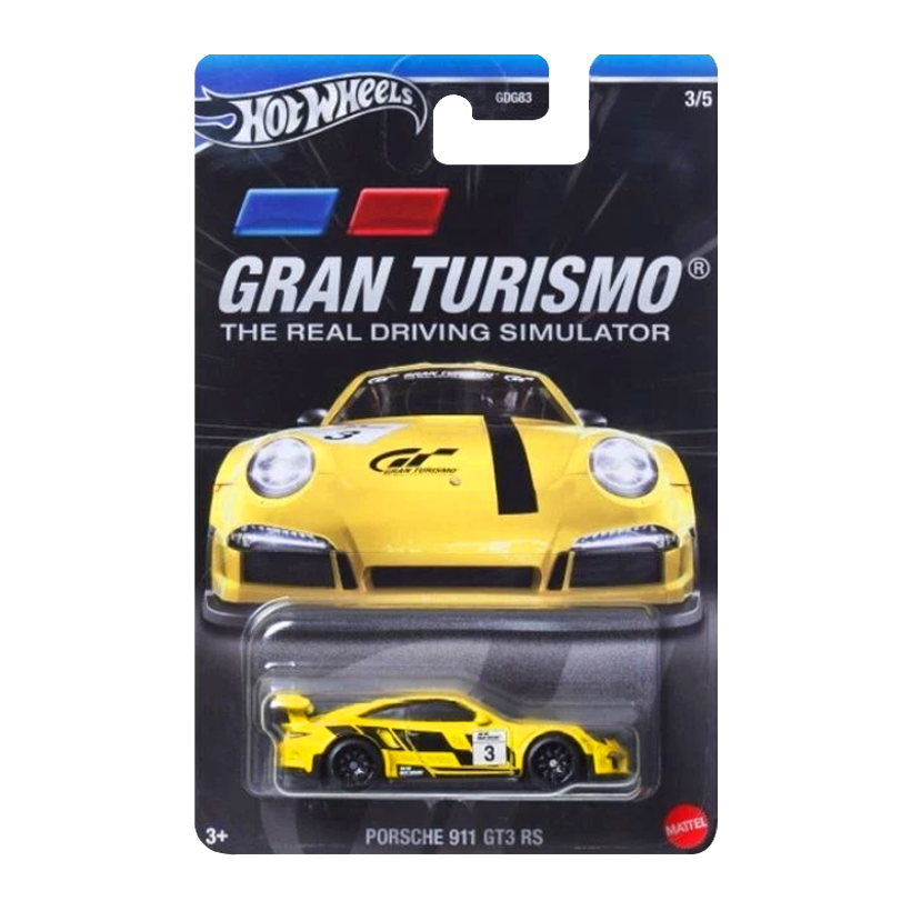Тематическая Машинка Hot Wheels Porsche Porsche 911 GT3 RS Gran Turismo 1:64 HRV65 Yellow - Retromagaz